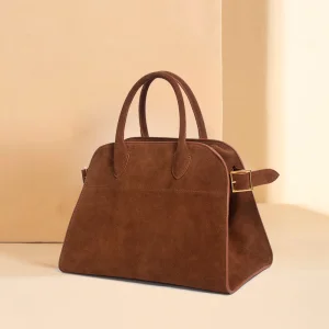 Retro Cowhide Large-Capacity Tote Bags Women Suede Purse Tote Bag Vintage Handle Fashion Shoulder Satchel Quiet Luxury Tote Bag