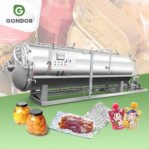 Máquina de Retorta de Alimentos com Imersão em Água, Esterilizador Tipo Spray, Esterilização em Aço Inoxidável, Vapor de Ar