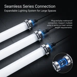 Stock 4FT Sensor 0-10V Dimmable LED Linear Light Hanging IP66 Tri-Proof Lighting Batten Light Fixture for Warehouses