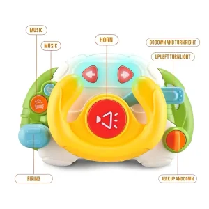 Juguete de música para bebés con volante, simulación de aprendizaje sensorial Montessori Xinbo, multifuncional con sonido y luces, para niños pequeños