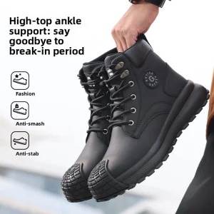 New Cross-Border Men's Safety Shoes Anti-Smash Puncture-Proof Slip-Resistant Steel-Toed Waterproof Microfiber Safety Shoes