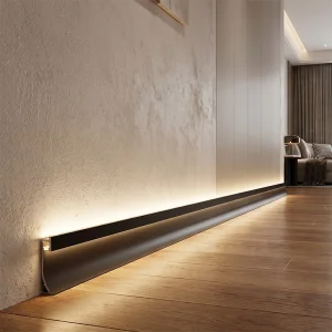 Recessed Customized Aluminum Alloy LED Skirting Board Profile - Metal Baseboard With Light For Home Hotel Wall Decor