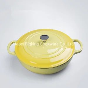 Color Cast Iron Enamel Shallow Dutch Oven-30cm