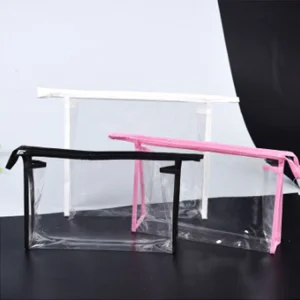 Custom Logo Transparent Waterproof Eco-Friendly Clear PVC Makeup Bag Ziplock Cosmetic Bag for Women