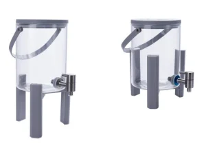 High Quality Bamboo Wood Stand Base Juice Milk Beer Glass Beverage Dispenser with PU Leather Handle and Stainless Steel Spigot