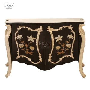 Traditional French Style Wood Console Table Elegant Entryway Organizer with Storage