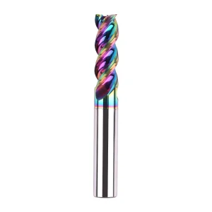High Gloss DLC Color Coated 3-Flute U-Groove Carbide End Mill HRC55 Integral Tungsten Steel For CNC Aluminum Alloy