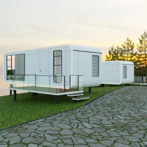 Amplia cabaña modular transportable de acero para almacenamiento de manzanas