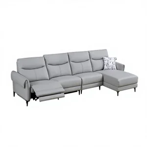 Modern Design Genuine Leather Three Seat Electric Recliner Modular Sofa Adjustable Back Arms Metal Frame for Living Room Set