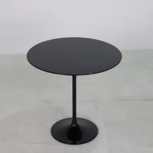 Round Modern Extendable Dining Table Farmhouse Hotel Use Fiberglass Top Black Tulip Design Metal Iron Base Home Furniture