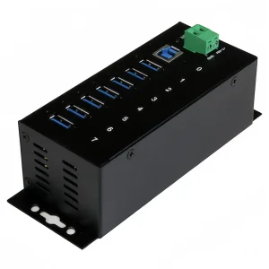 Custom 7-Port USB 3.0 Hub with Power Adapter - Metal Industrial USB-a Hub