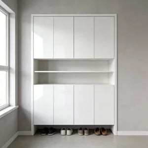 Modern Modular Entryway Cabinet with Adjustable Shelves and Hanging Storage for Hallway