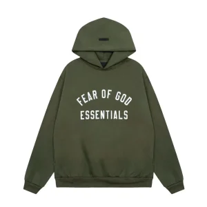 Wholesale Fear of God Essentials Fashion Hip Hop Streetwear Clothes Brand Green Hoodie Sweatshirt