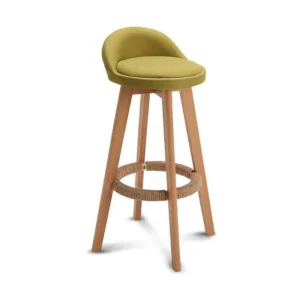 Natural Color Wooden Leg Kitchen Bar Chair Armless Pub
