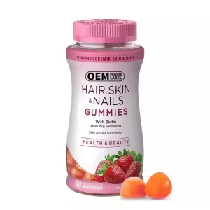 Customize Private Label Healthcare Multivitamin Collagen Strawberry Flavor Vitamin Biotin Gummies Hair Skin Nail Growth Gummy