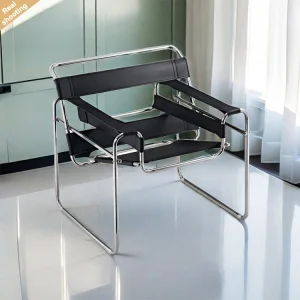 Modern Leather Sofa Chair Armchair Minimalist Style
