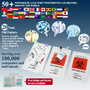 Plastic Medical Hospital Laboratory Sample Transport Collection Pill/Drug/Liquid/Medicine Testing Packaging Specimen Bio Waste Bag Biohazard Writing Layer
