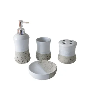 Wholesale Modern Minimalist White-Gray Speckled Ceramic Bathroom Accessory Set Manufacturer, Suppliers