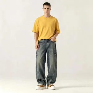 Fornecimento Direto de Fábrica Calças Jeans Casuais Masculinas Serviço OEM Disponível com Antiencolhimento