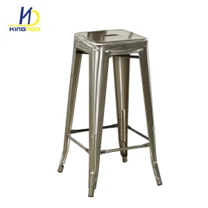 Bistro Style Industrial Stackable Galvanized Steel Metal Bar Stool