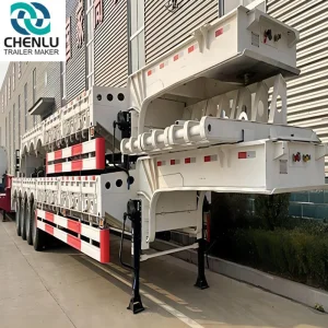 Fctroy Price Extendable Gooseneck 3/4 Axle 13m Heavy Machine Lowbed Semi Trailer for 50 60 Ton Transportation