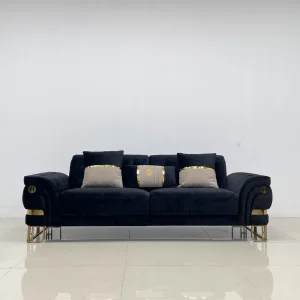 Customized Living Room Sofa Furniture Modern Luxury Design 1 2 3 Seater Velvet Fabric Sofa Couch with Golden Legs