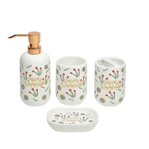 ODM Christmas "Merry Christmas" Red Berry & Bauble Dolomite Bathroom 4-Piece Set Supplier, Suppliers
