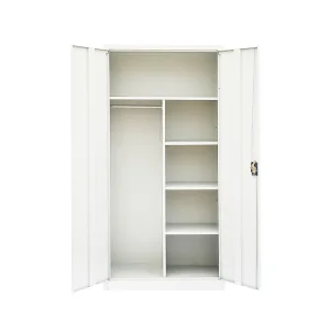 Modern 2-Door Steel Storage Wardrobe Versatile Home Furniture for Bedroom Kitchen or Office Storage Solutions