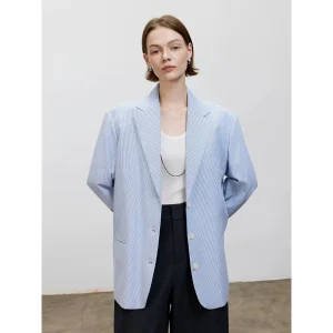 Blazer de linho listrado