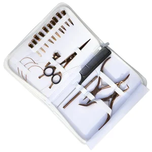 Hot Selling Metal Hair Extension Styling Tool Kits Including Clippers Hook Loop Needle Barber Thinning Trimming Scissors Set