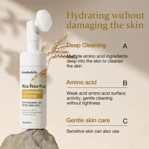 Korean Skincare Rice Facial Cleanser Gentle Foaming Cleanser Controls Oil Nourishes Skin Cleanses Pores For All Skin Types