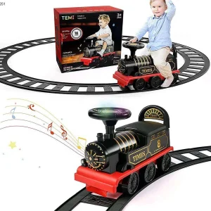 New Christmas Gifts Light Music Train Track Sit Learn Toy Children's Electric Car Ride on Train with Track for Kids