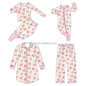Custom Print Women's Bamboo Clothes Set 95%Bamboo 5%Spandex Long Sleeve Two Pieces Lounge Wear for Adults Joggers Bamboo Clothes