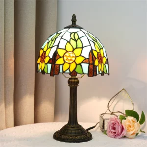 Decorative Tiffany Style Desk Lighting Multi-Color Glass Light Bedroom Bedside Reading Table Lamp