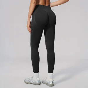 Mujeres mallas cortas de gimnasio sin costuras de alta elasticidad ajustadas para correr