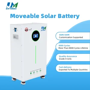 Sistema de Backup de Energia Móvel Jm Portátil com Rodas LiFePO4 Bateria de Armazenamento de Energia Residencial Ess 48V 51.2V 300ah 314ah 15kwh Estação de Energia