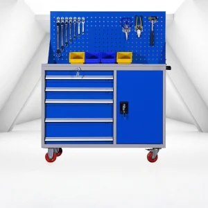 Mobile Steel Storage Trolley 5 Drawer with Single Door Tool Cabinet for Workshop Garage Modern Lockable Factory Direct