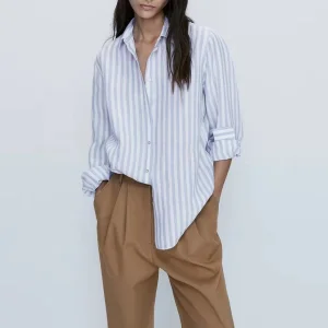 Camisas Listradas de Algodão e Linho