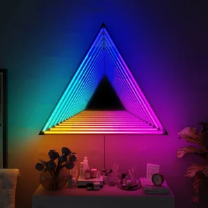 Tiktok Hot Selling 50CM LED Modern Design RGB Triangle Atmosphere Wall Light Living Room Bedroom Infinity Mirror Lamp