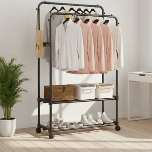 Garment Rack Double Stainless Steel Dustproof Hanging Clothes Hanger