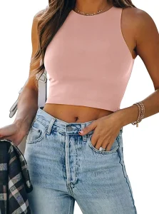 Camiseta sem mangas de alta gola feminina ultra macia