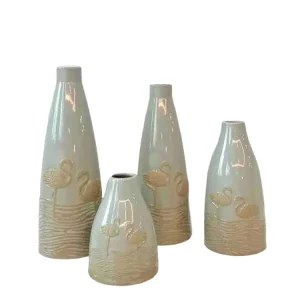 Nordic Minimalist Flamingo Stoneware Vase Set