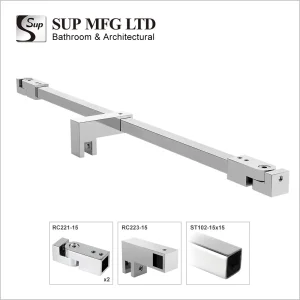 15X15mm Frameless Glass Door Fixing Bracket Brass T-Shaped Connector Support Bar