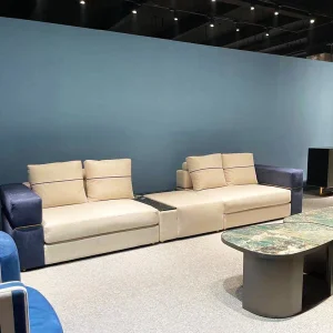 Luxury Living Room Sofas with Marble Italian Genuine Leather Sectional Sofa Set Furniture Leather Sofa Modern