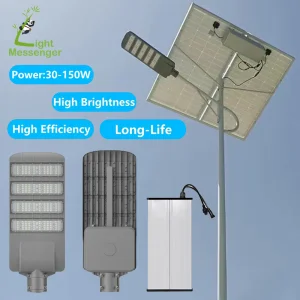 Light Messenger High Bright Solar LED Street Solar Light 50W 100W 200W 300W Split Lamp Post Best Garden Powered Road Outdoor LED Solar Street Lighting