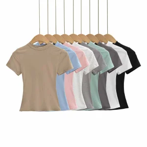 For Yoga Clothing Women's Cute Solid Pilates Fitness Training Short-sleeved Navel-baring Tight T-shirt Quick-drying Running
