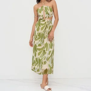 Vestido longo sem costas de chiffon com decote em V, floral e casual para mulheres