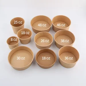 Custom Print Eco-Friendly Disposable Kraft Paper Lunch Bowls