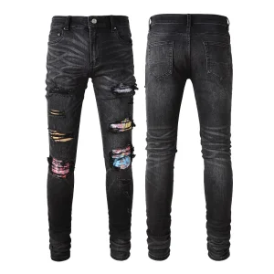 Wholesale High Quality Designer Jeans Cotton Straight Leg Custom Ripped Slim Fit Skinny Jeans Men
