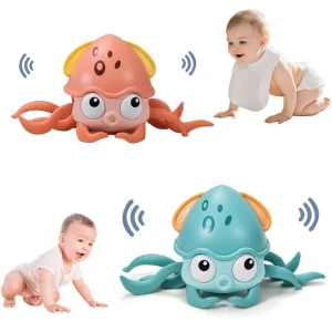 Plastic Electric Music Light up Induction Crawling Walking Octopus Baby Bath Moving Toy Animal